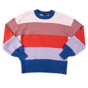 SAKS FIFTH AVENUE Bishop sleeve colorblock crewneck sweater size S